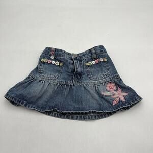 15. Girl Toddler Demin Jean Mini Skirt Flower Sz 3T